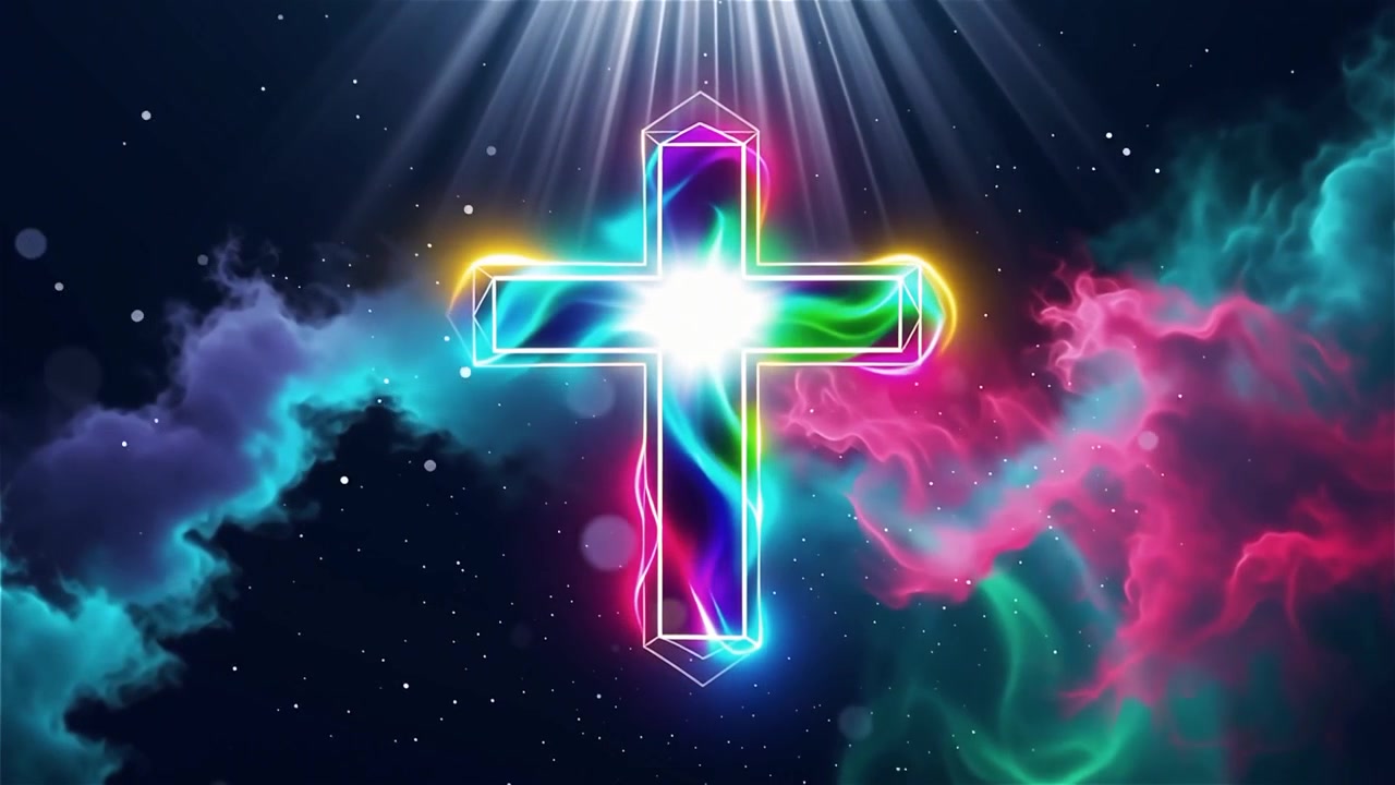 Christian Cross Heavenly Light Worship Background