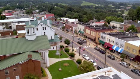 aerial slow push over courthouse in hillsville virginia