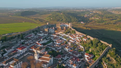 old town ancient castle at countryside landscape aerial view. scenic village
