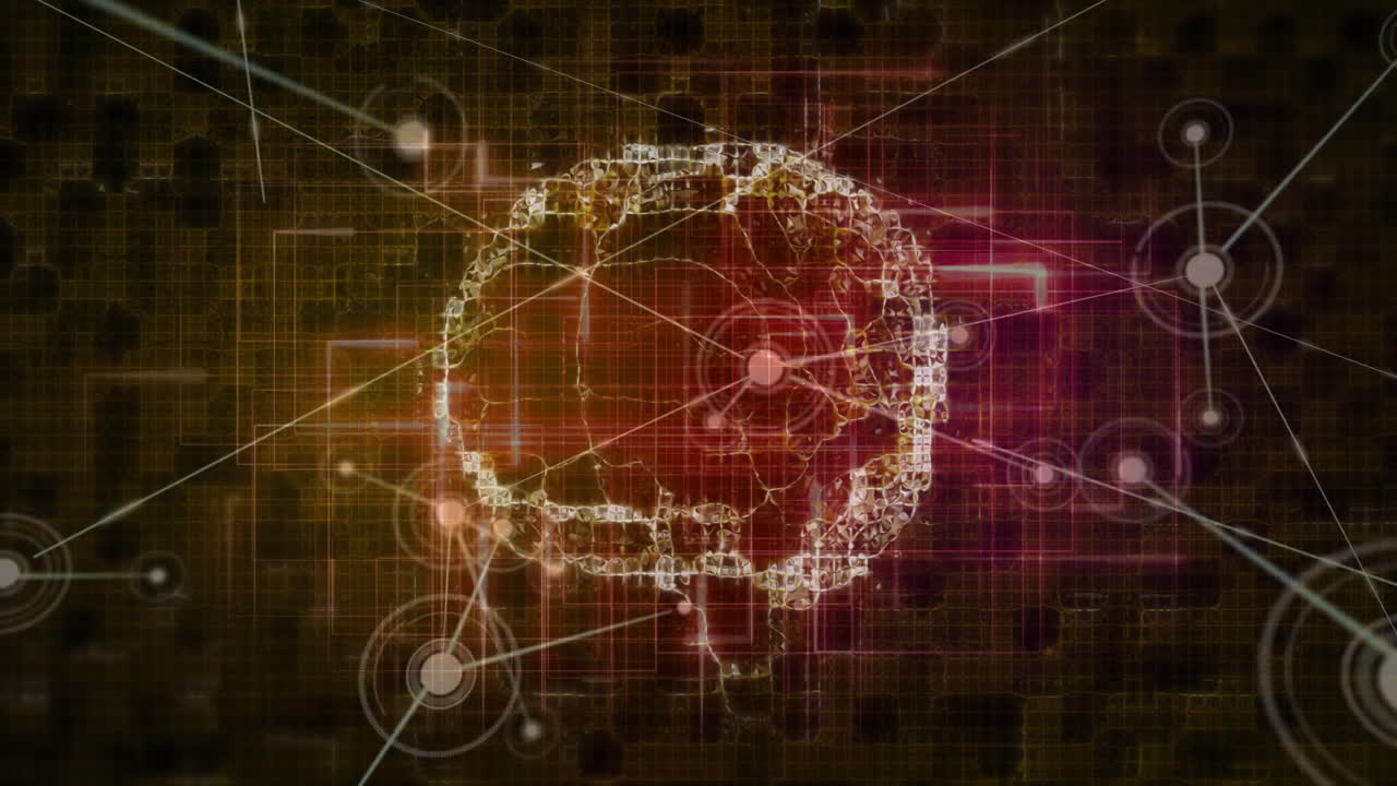 Animating digital network and data connections on abstract background