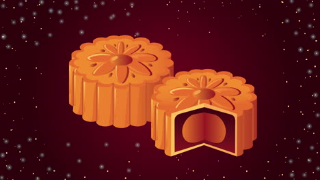 mid autumn festival animation with mooncakes