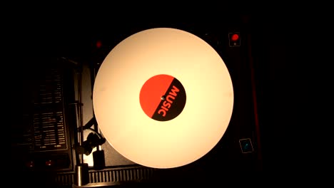 top view of turntable and vinyl record.