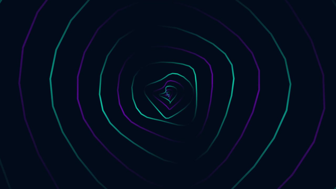 Abstract Tunnel of Glowing Neon Concentric Rings