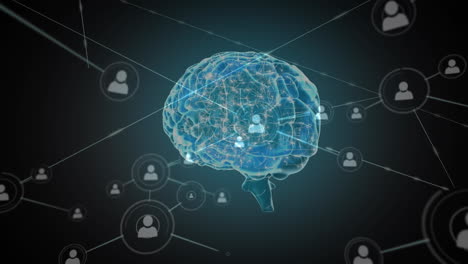 cerebro con red conectada de iconos de perfil