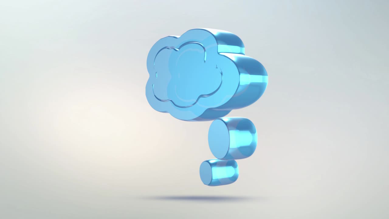 el icono del pensamiento está hecho de vidrio. icono de pensamiento giratorio transparente con canal alfa de color azul verde. símbolo de bucle sin costuras figura 3d