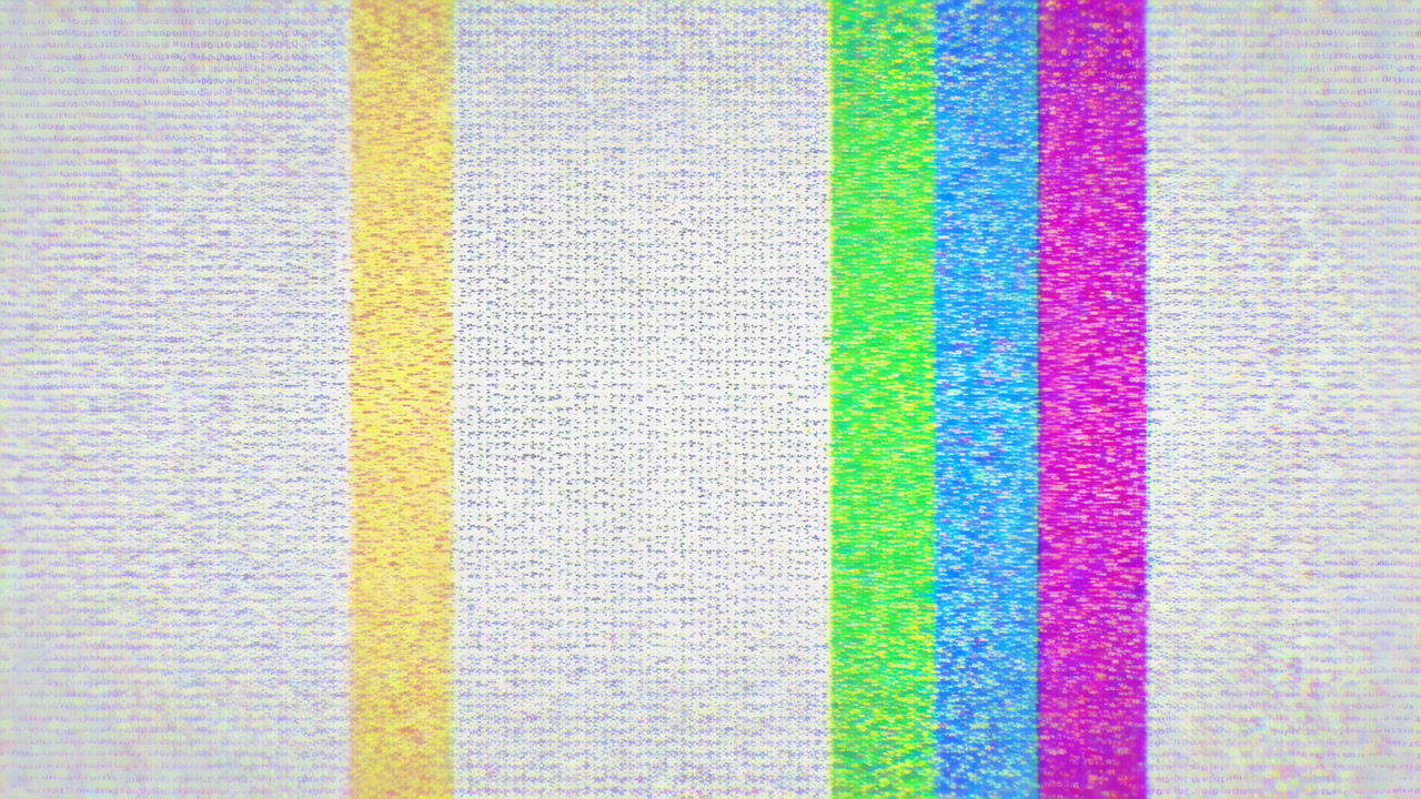 Vintage Tv Test Bars With Grainy Texture, Vertical Color Stripes And Scanline Noise Evoking Analog Broadcast
