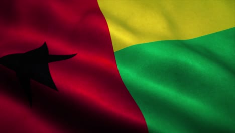 guinea bissau flag waving in the wind. national flag of guinea bissau. sign of guinea bissau seamless loop animation. 4k