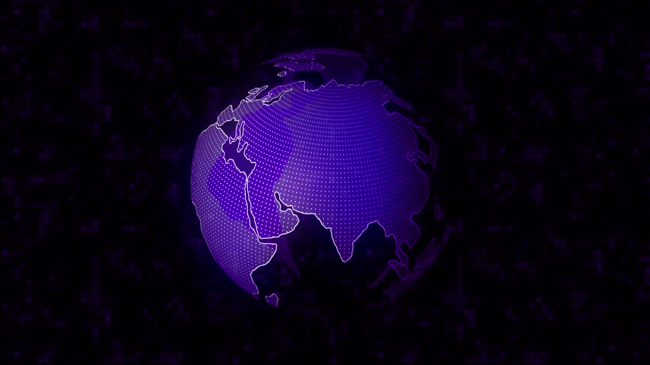 gráfico de globo terrestre digital púrpura