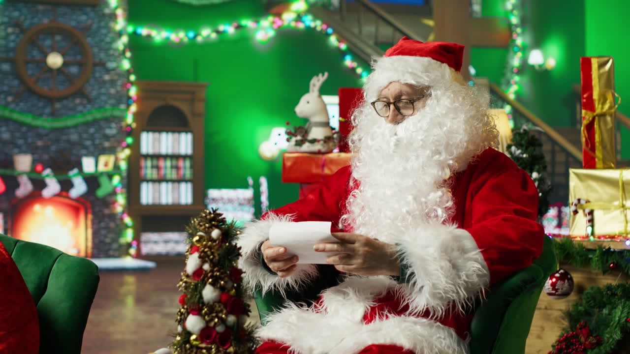 산타클로스가 편지를 읽는 것