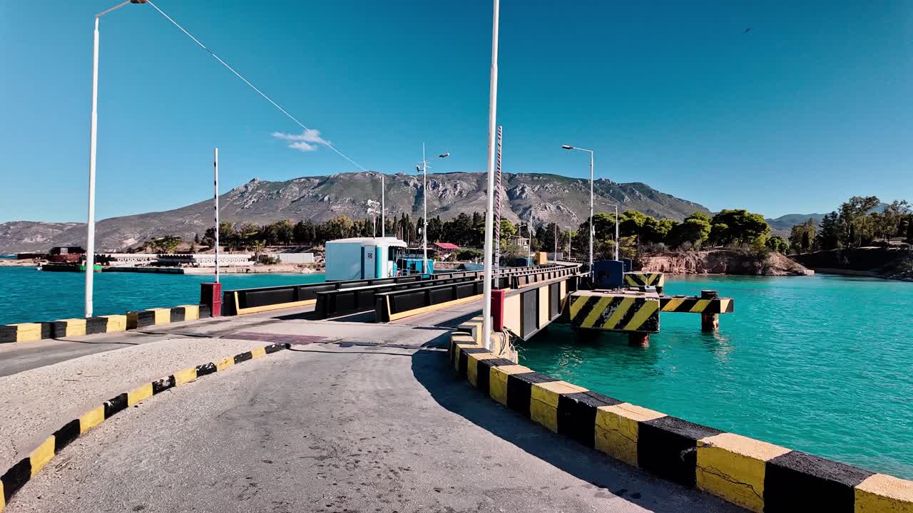Open Traffic barriers at Corinth canal submersible road bridge