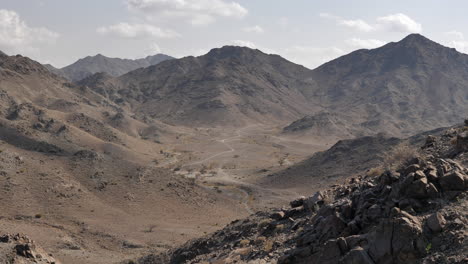 valley landscape in dry climate mountain desert on sunny day