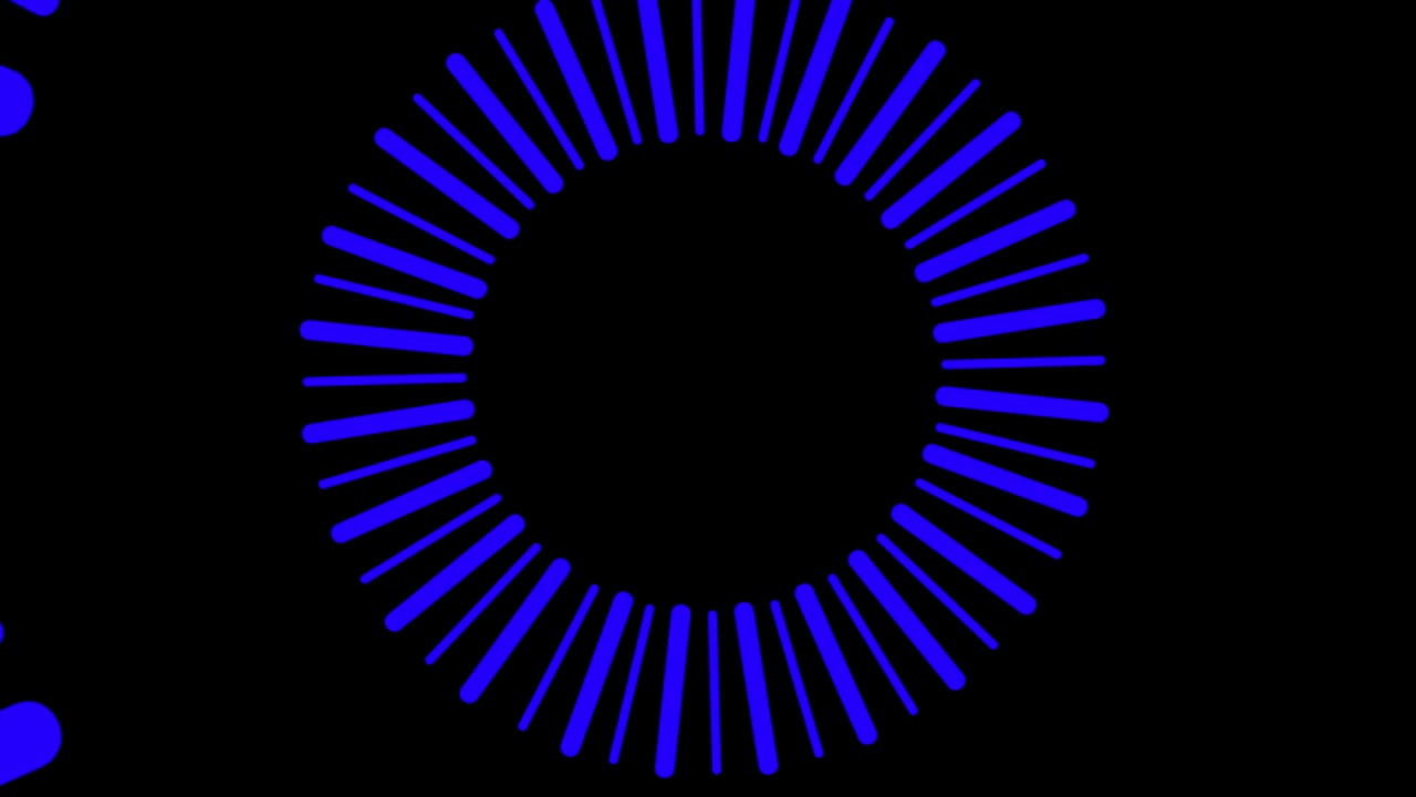 diseño gráfico que gira en el centro y aumenta el tamaño, para cubrir todo el fondo y desaparecer.