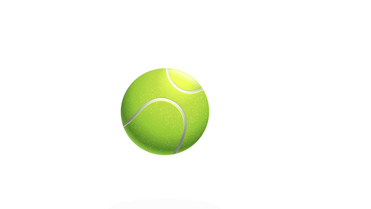 A vibrant yellow tennis ball bounces dynamically across a clean white studio background.