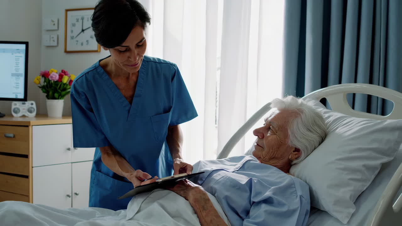 Nurse Visiting Patient in Hospital