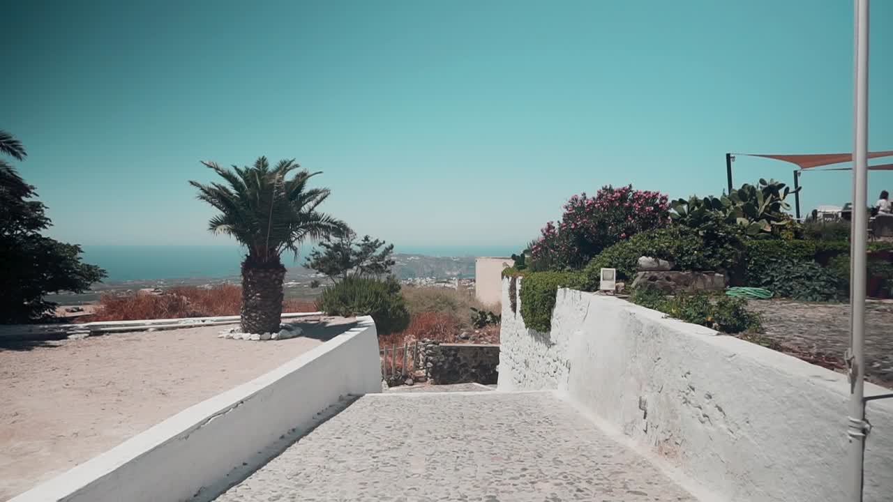 Revealing clip of the ocean and local architecture in a Greek Island during summer