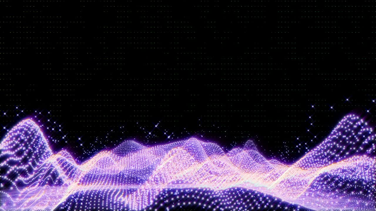4k Footage Futuristic Particle Wireframe Mountain Form Aurora Light In Galaxy Graphic Design.