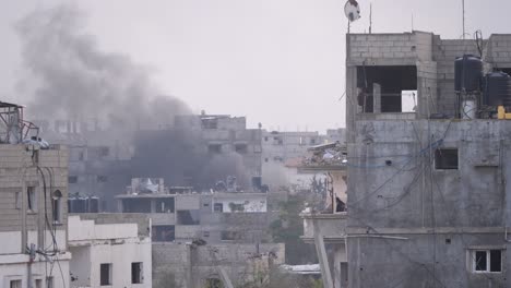 the view in the gaza strip shows buildings and houses completely destroyed by israeli missile attacks