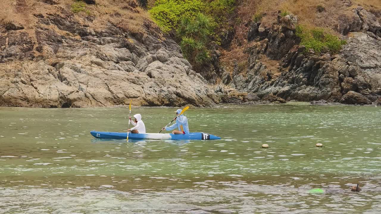 Kayaking on a beautiful coastline