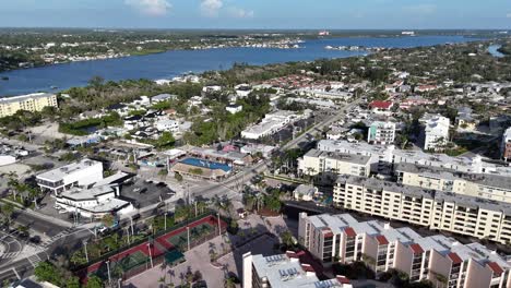 aerial panorama near stickney point bridge, south siesta key aerial view, beaches, restaurants, bay and draw bridge near boating elevators