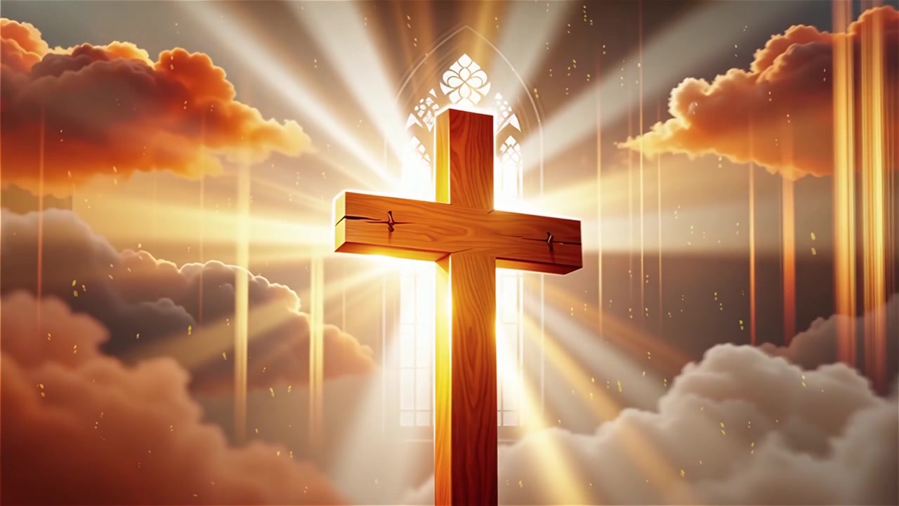 Christian Cross Heavenly Light Worship Background