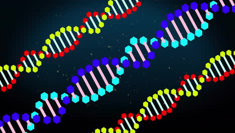 animation of dna strands over black background