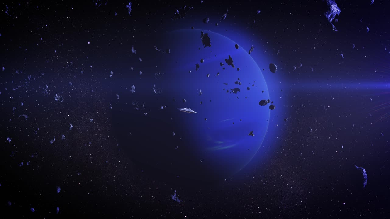 ovni cerca de neptuno en el espacio exterior