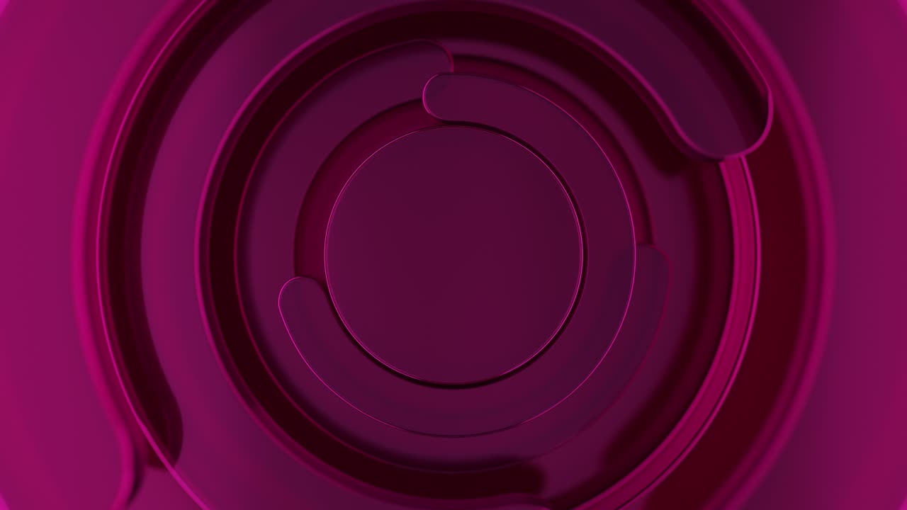 círculos abstractos oscuros. vidrio rosa. formas geométricas con bordes redondeados. maqueta para su proyecto de diseño. bucle sin costuras animación 3d de 4k uhd