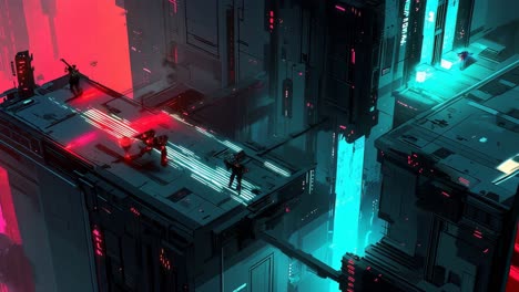 cyberpunk city combat