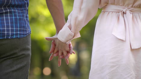 couple holding hands in a park