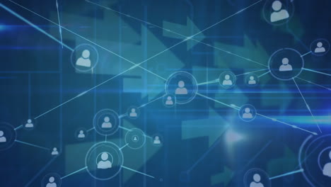 animation of arrows and network of connections with icons