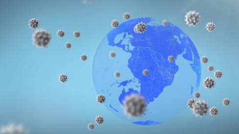 animación de la caída de las células de covid-19 en todo el globo