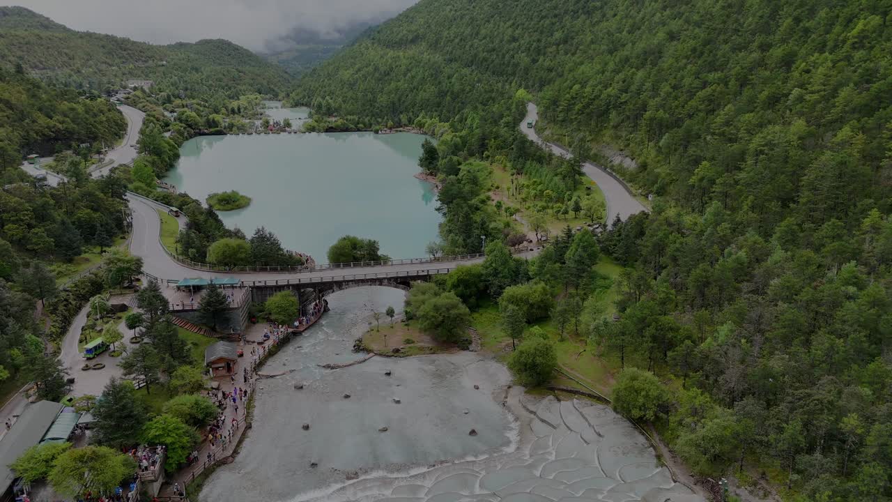 Drone panoramic view of the blue moon valley in Yunnan province