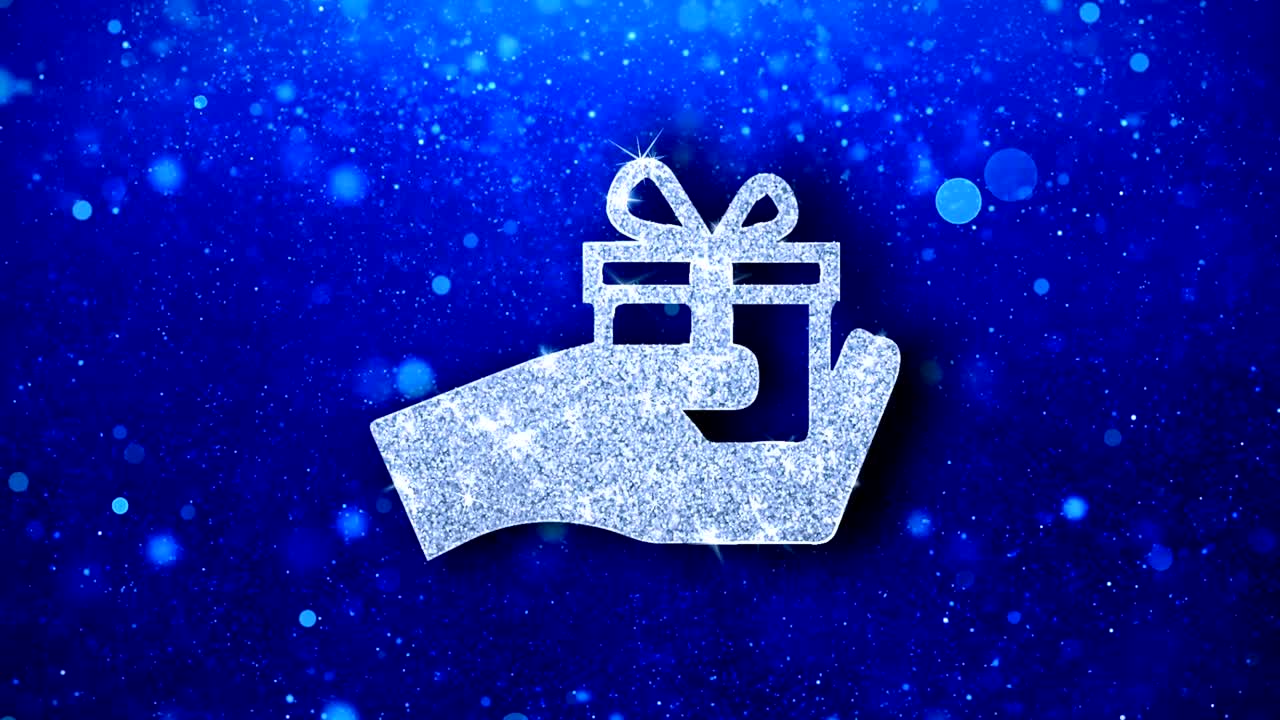 el icono de la caja de regalos de cumpleaños parpadea brillantes partículas de brillo brillante.