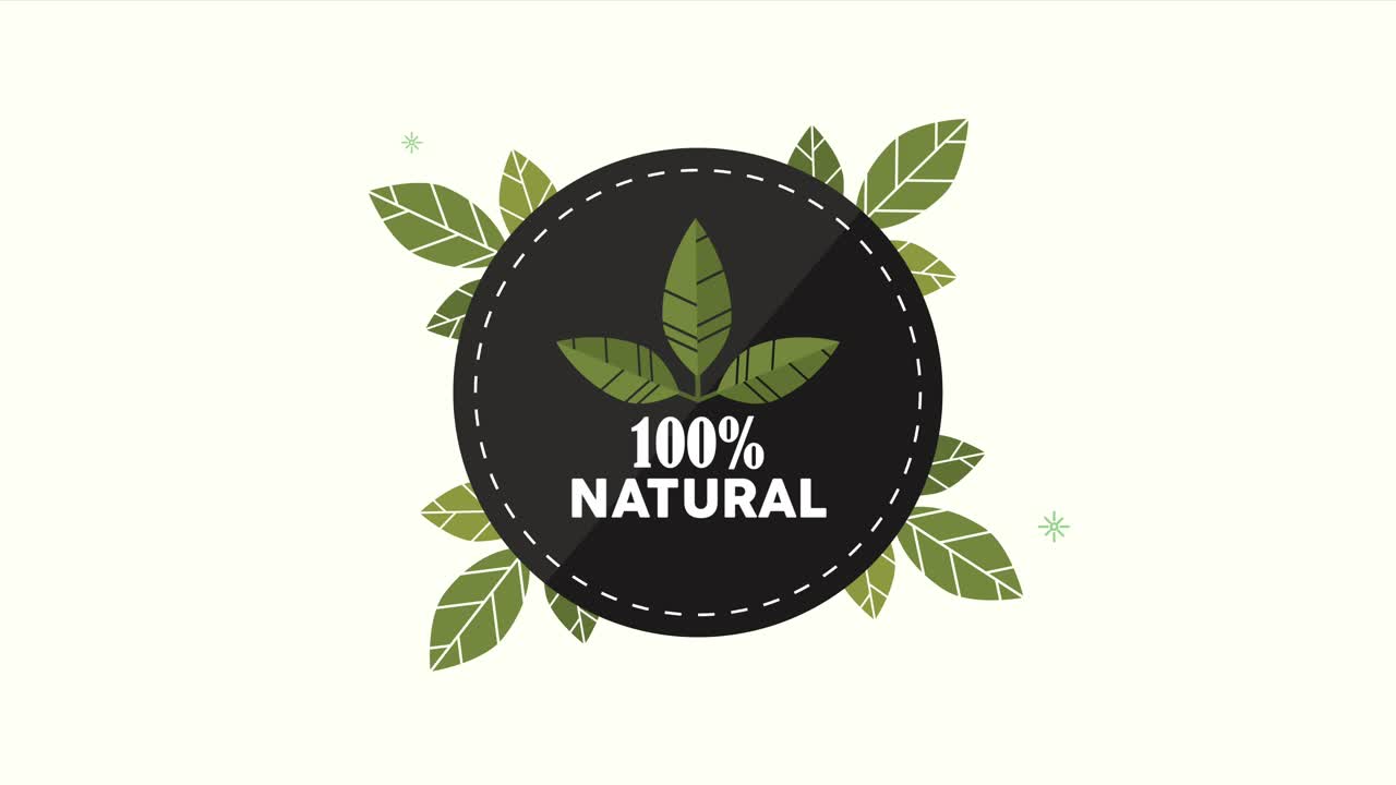 100 percent natural emblem with plant