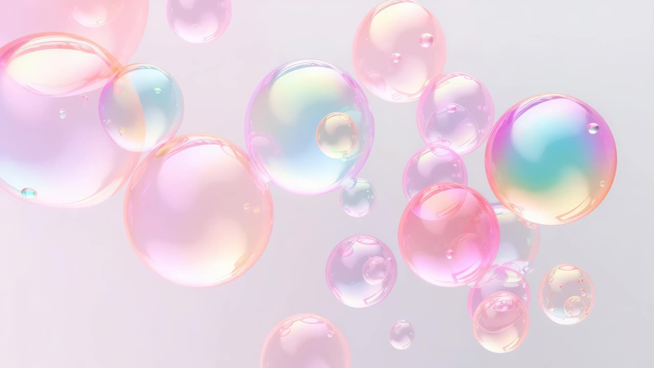 A dreamy, pastel-colored close-up of floating bubbles against a soft background, ideal for a calming