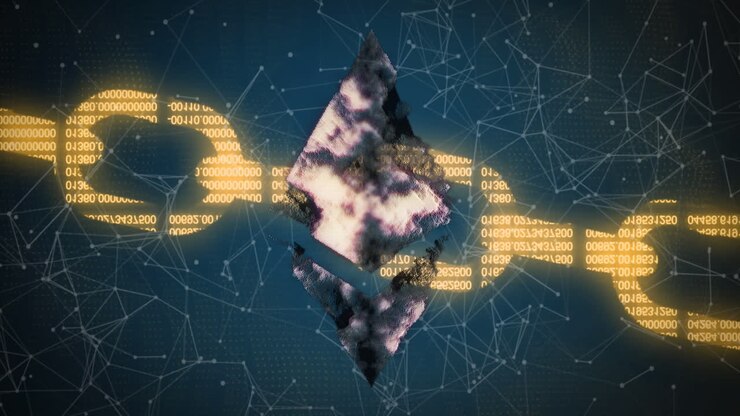 Animazione del simbolo di Ethereum su catena