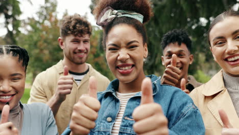 happy friends giving thumbs up