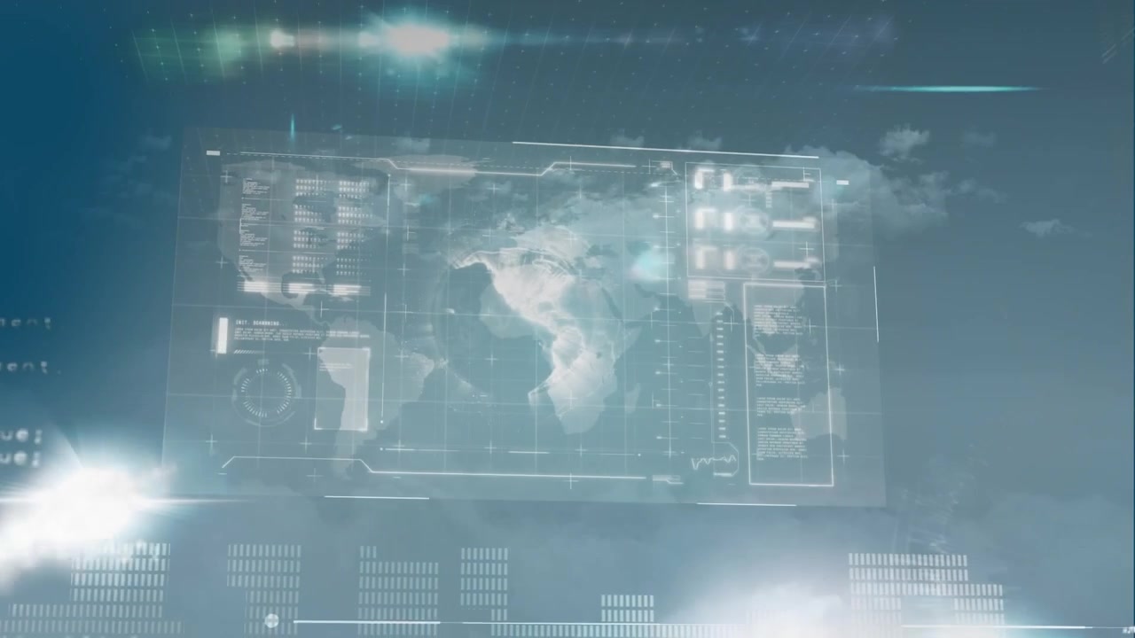 Animation of financial data processing on grey background