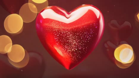 three red hearts hanging from a string. the hearts are all different sizes and are hanging at different heights. the scene is set against a white background, which gives the impression of a romantic