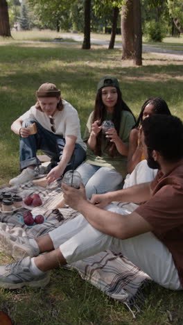 amigos disfrutando de un picnic en el parque