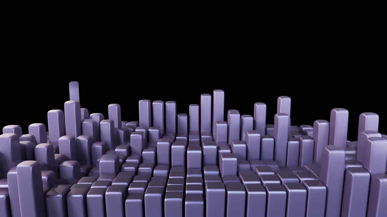 Animazione 3D astratta di cubi metallici che salgono e scendono