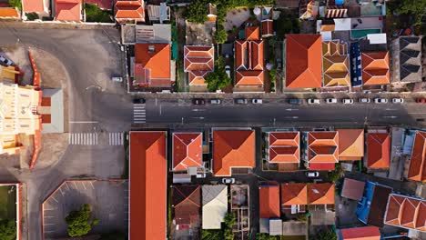 bird's eye view of otrobanda roof homes and santa famia church in willemstad curacao