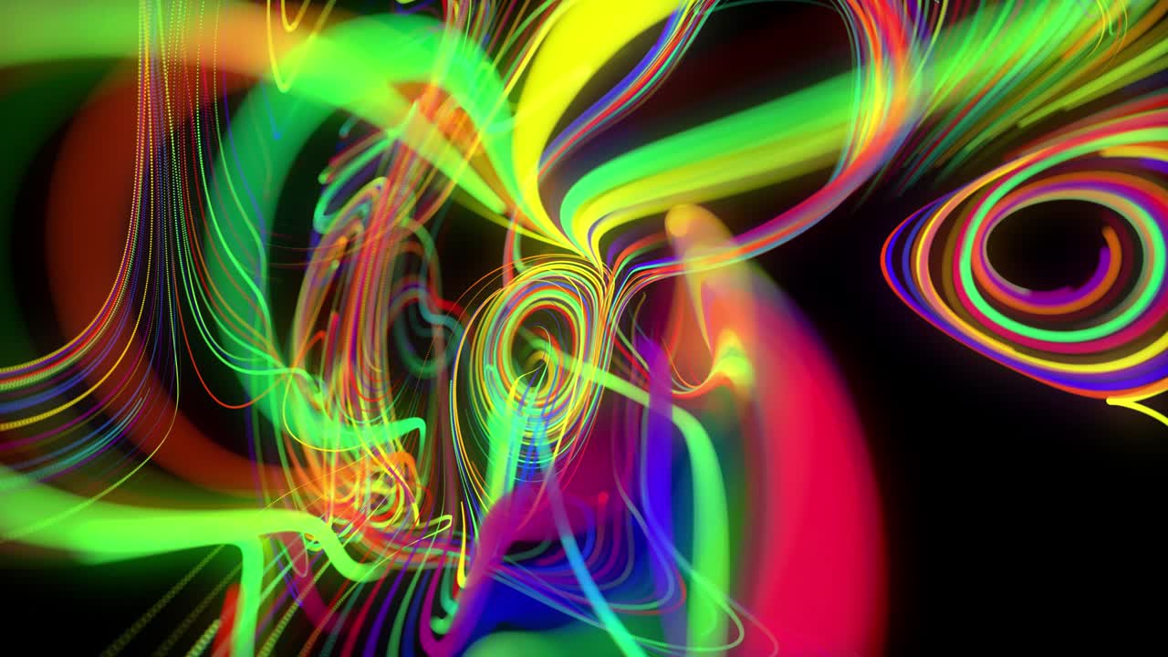 el flujo de fondo abstracto de líneas de brillo o rayas de luz. las partículas de luces en funcionamiento se forman en el espacio 3d brillando hermosas líneas curvas como una bola de alambres quemándose con luz de neón. hermoso bg creativo.