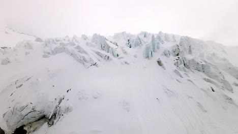 Aerial-take-of-argentière-glacier-in-the-french-alps,-nearby-Chamonix