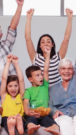 multi generation family celebrating goal