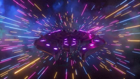 nave espacial futurista en el hiperespacio