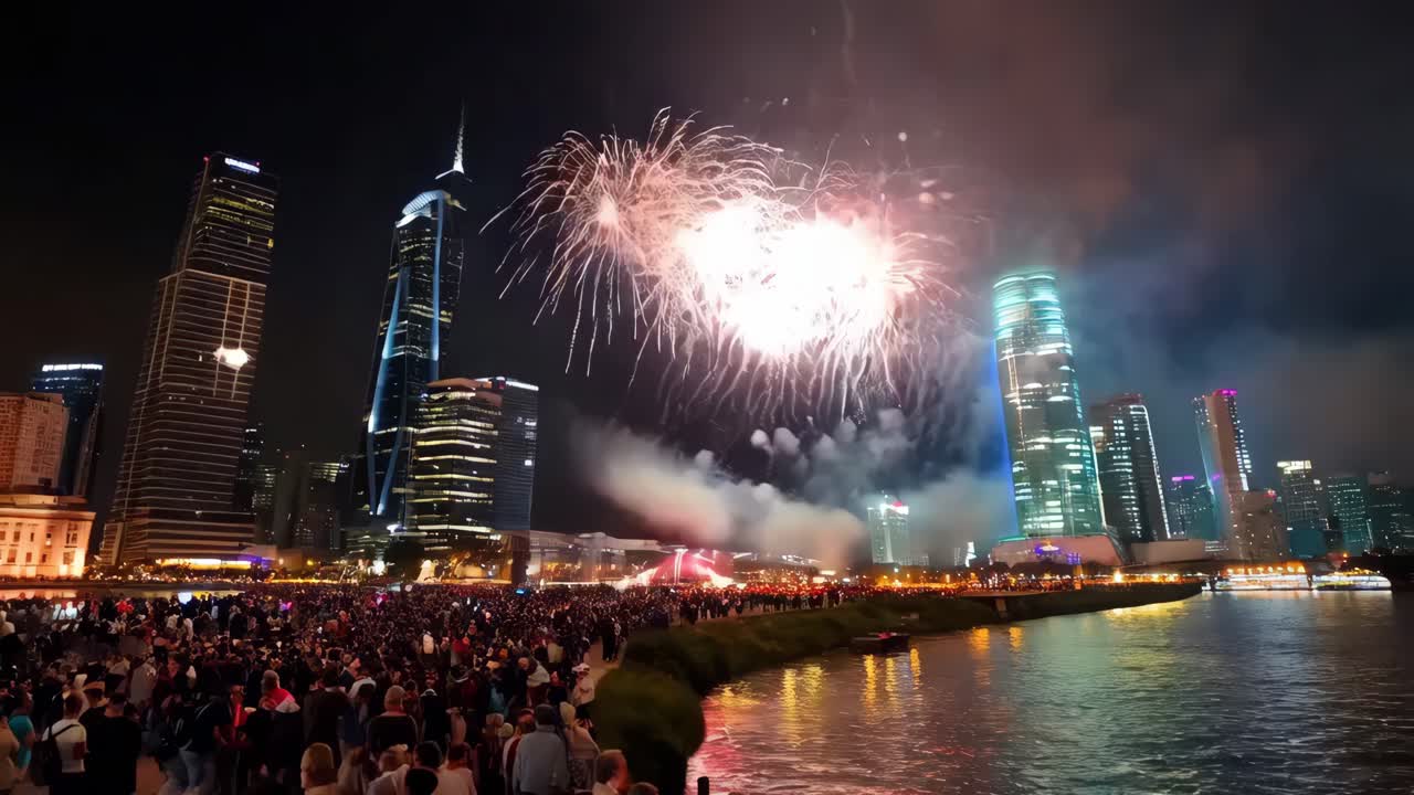 밤에는 도시 불꽃놀이 축제