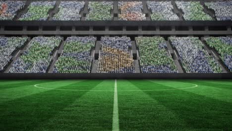 animation of empty football pitch in sports stadium