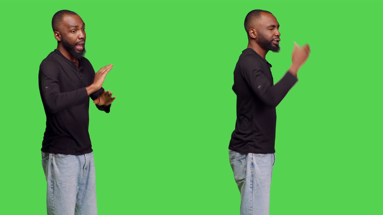 African American man on green screen