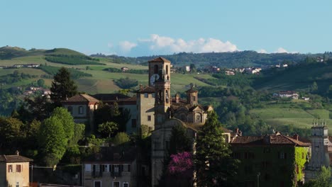 historic village of neive with castle, surrounded by langhe vineyards. piedmont region, wine country, italy